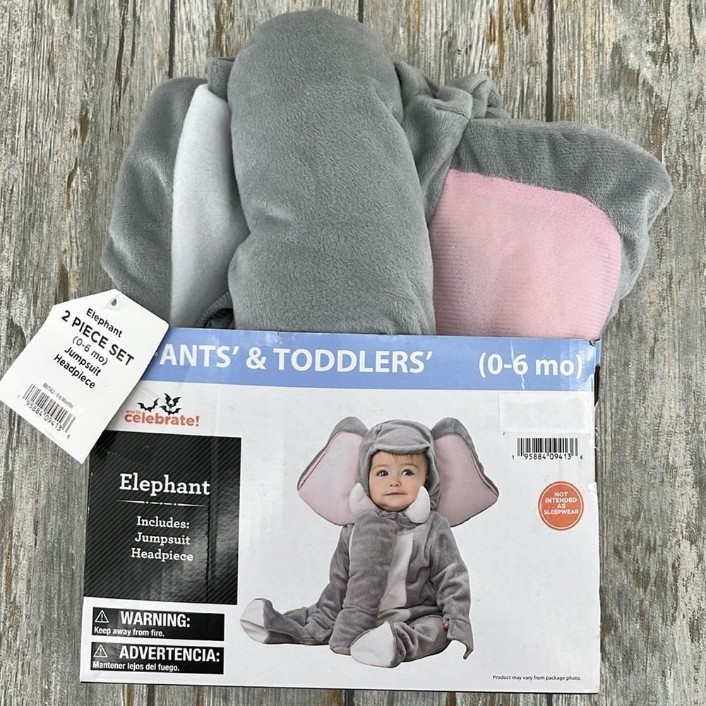 Baby Infant Elephant Halloween Dress-Up Costume Size 0-6M